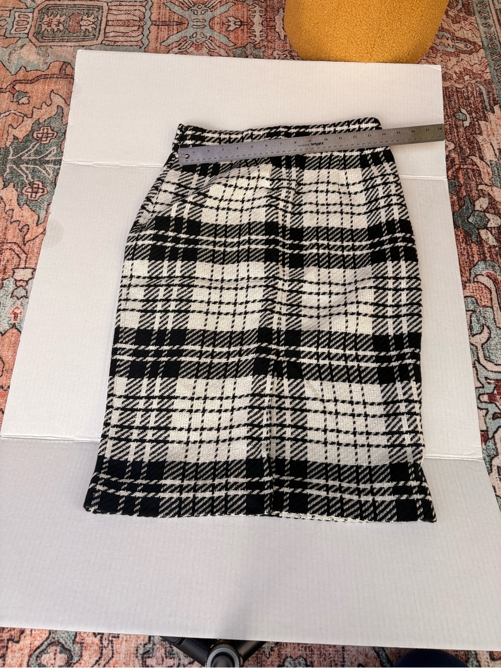 Talbots Black and White Plaid Pencil Skirt